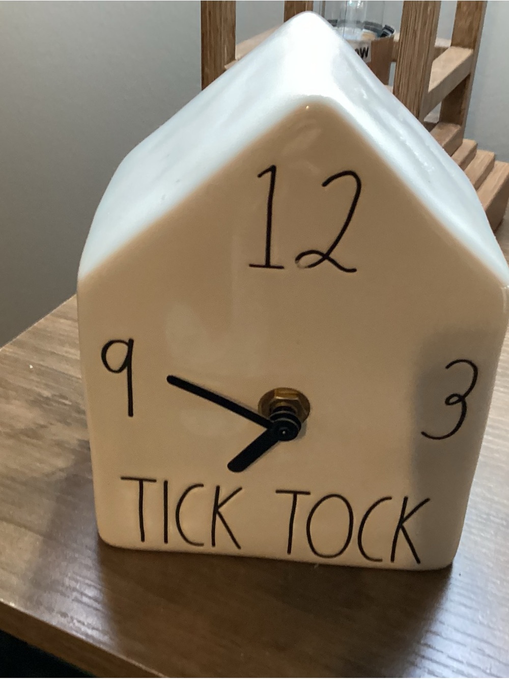 Rae Dunn White Ceramic Tick Tock House Clock